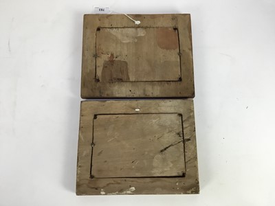 Lot 783 - Pair of bronze relief panels depicting sporting dogs, signed Pezot, mounted in wooden frames, 20.5cm x 25.5cm overall