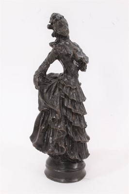 Lot 588 - Contemporary bronze figure of a lady in crinoline dress