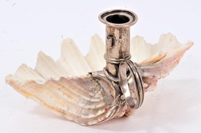 Lot 598 - Georgian silver mounted shell chamberstick