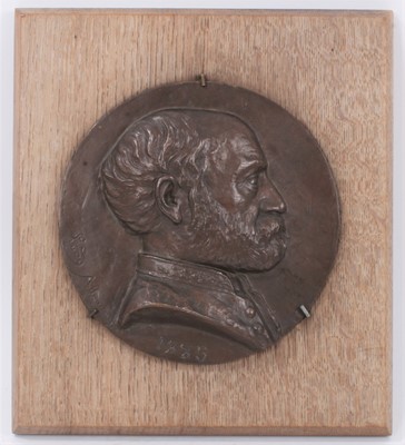 Lot 201 - 19th century Continental oval portrait relief metal plaque of a gentleman