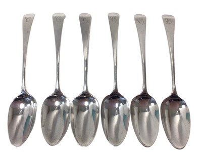 Lot 5 - Set of six old English pattern silver spoons, London 1778 (Stephen Adams), each initialled to terminal, 16.5cm long, 6.8oz