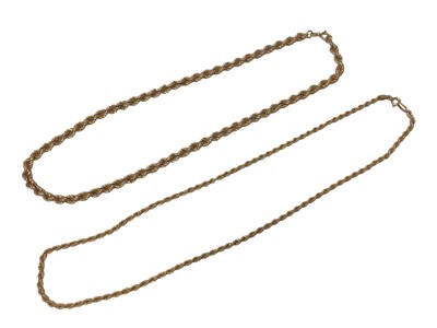 Lot 50 - Two 9ct yellow gold rope twist necklaces