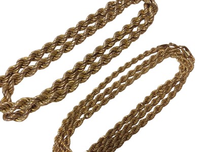 Lot 50 - Two 9ct yellow gold rope twist necklaces