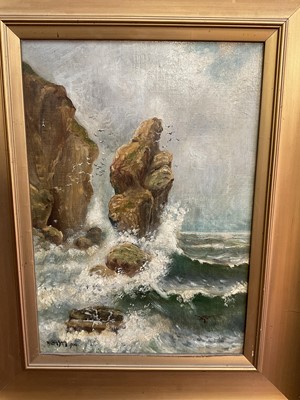 Lot 269 - W Colin Smith, oil on canvas, coastal scene, signed and dated 1900, together with another oil