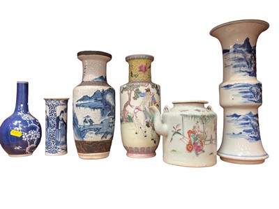 Lot 210 - Five Chinese vases and a lidded teapot