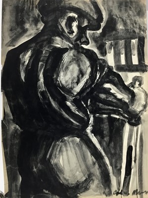 Lot 10 - Colin Moss (1914-2005) indian ink, Workman, 76 x 55cm
