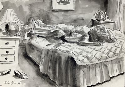 Lot 23 - Colin Moss (1914-2005) pen and wash, signed and dated '94, afternoon nap, 41 x 30cm