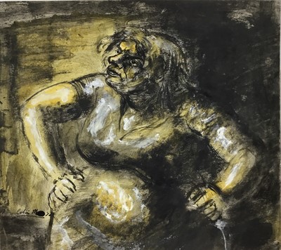 Lot 8 - Colin Moss (1914-2005) conte crayon, figure study, signed and dated '52, 56 x 38cm and one other