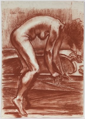Lot 31 - Colin Moss (1914-2005) red chalk, bather, signed, 60 x 43cm
