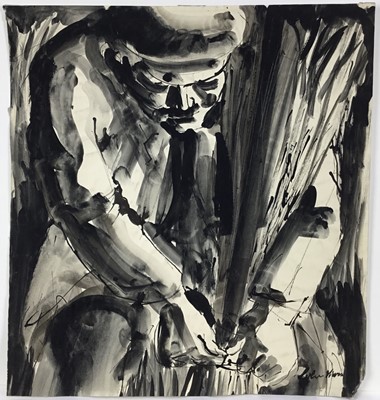 Lot 33 - Colin Moss (1914-2005) pen and wash, Workman, 52 x 48cm