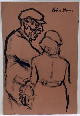 Lot 39 - Colin Moss (1914-2005) indian ink, two figures, signed, 78 x 53cm