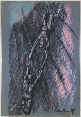 Lot 40 - Colin Moss (1914-2005) mixed media, acrobats, signed and dated '52, 55 x 36cm