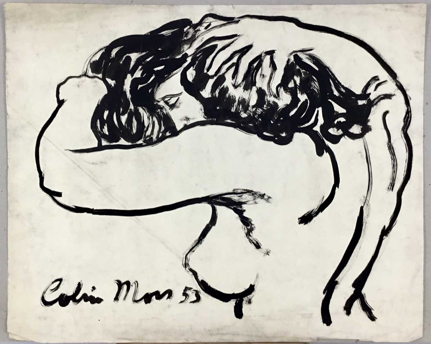 Lot 50 - Colin Moss (1914-2005) indian ink, Figure, signed and dated '53, 53 x 65cm