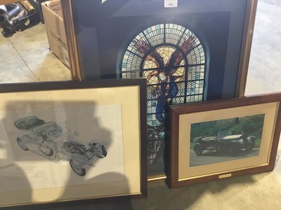 Lot 143 - Rolls-Royce memorial window framed print and related pictures (3)