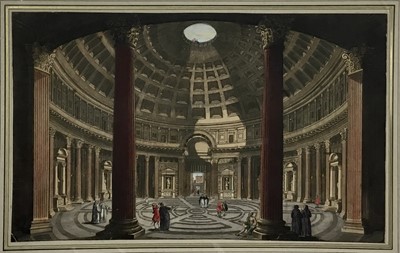 Lot 41 - A Perspective View or Vue D'Optique of “The Inside of the Pantheon at Rome” painted by G.P.Panini. Hand-coloured engraving published. Laurie & Whittle (c.1795) and“The Interior of St. Peter’s” (c.1...
