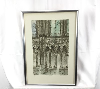 Lot 190 - Valerie Thornton aquatint, Lincoln Arcading, no. 49 of 60, signed and dated 81, in glazed frame.