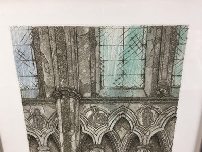 Lot 190 - Valerie Thornton aquatint, Lincoln Arcading, no. 49 of 60, signed and dated 81, in glazed frame.