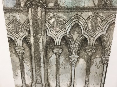 Lot 190 - Valerie Thornton aquatint, Lincoln Arcading, no. 49 of 60, signed and dated 81, in glazed frame.