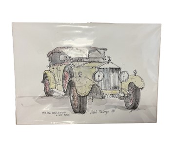 Lot 161 - Robbie MacGregor pen and wash study of a 1929 Rolls Royce 20HP Open 4 Seat Tourer, unframed, 30 x 20cm