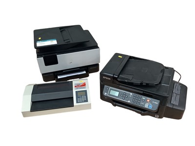 Lot 129 - Epson ET 4500 printer, HP Office Jet Pro 9019 printer & pouch laminator
