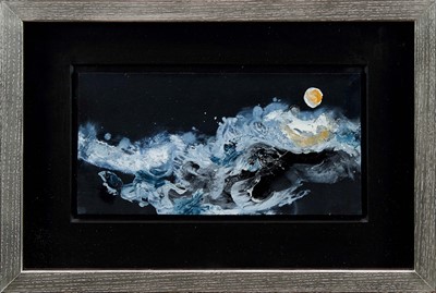 Lot 800 - *Maggi Hambling (b. 1945) oil on board, Moon and Sea, signed inscribed and dated 2022 verso, 13 x 27cm, glazed frame