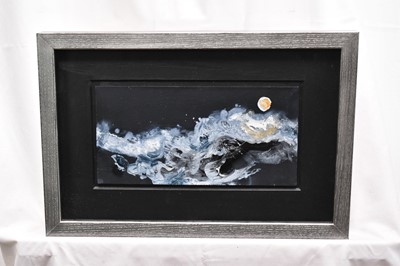 Lot 800 - *Maggi Hambling (b. 1945) oil on board, Moon and Sea, signed inscribed and dated 2022 verso, 13 x 27cm, glazed frame