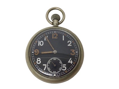 Lot 124 - Military G.S.T.P. Pocket watch, with engraved broad arrow mark and numbered M26463 to reverse, 5cm diameter