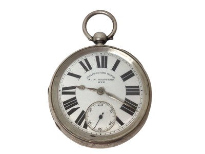 Lot 128 - Victorian silver cased 'Coastguard Watch' pocket watch, with white enamel dial, Roman numerals and subsidiary seconds dial, Birmingham 1890, the case 5cm diameter