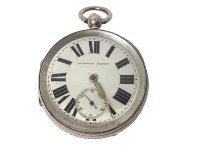 Lot 129 - Victorian silver cased 'Improved Patent' key wind pocket watch, with Roman numerals and subsidiary seconds dial, Birmingham 1894, the case 5.9cm diameter