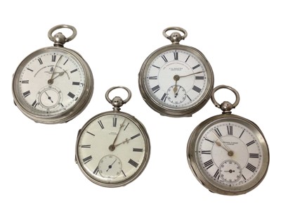 Lot 131 - Group of four silver cased key wind pocket watches, various makers