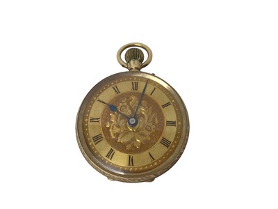 Lot 133 - 9ct gold cased fob watch, engine turned decoration, import marks, the case 29mm diameter