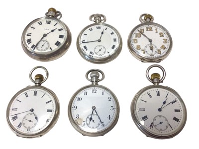 Lot 134 - Six silver cased pocket watches, various hallmarks, all running