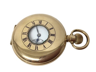 Lot 135 - Gold plated half hunter ‘Frasers Ipswich’ Dennison pocket watch, 4.9cm case diameter