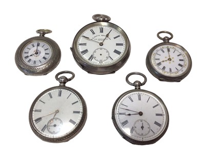 Lot 137 - Five silver cased key wind pocket/fob watches