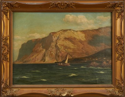 Lot 418 - Lauritz Holst (1848-1934) oil on canvas, Coastal scene, inscribed verso, 27cm x 37cm