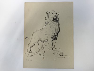 Lot 82 - David Hill (1914-1977), pen and ink, figures in a museum, 30 x 23cm, together with a group of illustration work by the artist, in a variety of media. (10)