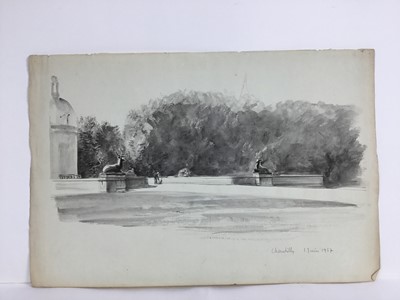 Lot 83 - David Hill (1914-1977), pen and ink and wash, St Gervais, Paris, dated April 1952, 50 x 32cm, and various other landscape and city views in a variety of media on paper. (20)