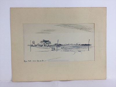 Lot 83 - David Hill (1914-1977), pen and ink and wash, St Gervais, Paris, dated April 1952, 50 x 32cm, and various other landscape and city views in a variety of media on paper. (20)