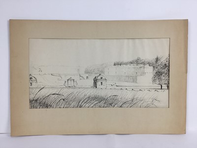 Lot 83 - David Hill (1914-1977), pen and ink and wash, St Gervais, Paris, dated April 1952, 50 x 32cm, and various other landscape and city views in a variety of media on paper. (20)