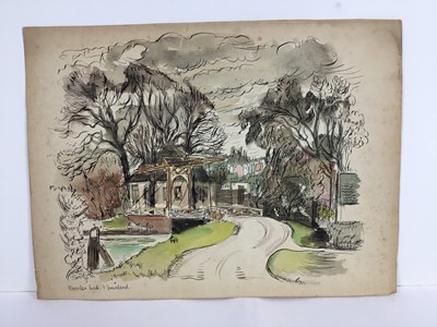 Lot 85 - David Hill (1914-1977), pen and ink and wash 'Noorder Eind, Graveland, inscribed, 24 x 31, together with a group of landscapes on paper in a variety of media. (37)