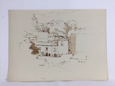 Lot 85 - David Hill (1914-1977), pen and ink and wash 'Noorder Eind, Graveland, inscribed, 24 x 31, together with a group of landscapes on paper in a variety of media. (37)