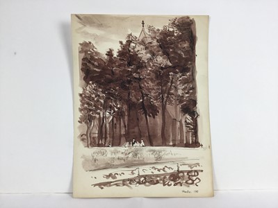 Lot 85 - David Hill (1914-1977), pen and ink and wash 'Noorder Eind, Graveland, inscribed, 24 x 31, together with a group of landscapes on paper in a variety of media. (37)