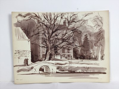 Lot 85 - David Hill (1914-1977), pen and ink and wash 'Noorder Eind, Graveland, inscribed, 24 x 31, together with a group of landscapes on paper in a variety of media. (37)
