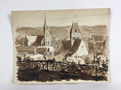 Lot 85 - David Hill (1914-1977), pen and ink and wash 'Noorder Eind, Graveland, inscribed, 24 x 31, together with a group of landscapes on paper in a variety of media. (37)