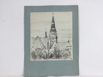 Lot 85 - David Hill (1914-1977), pen and ink and wash 'Noorder Eind, Graveland, inscribed, 24 x 31, together with a group of landscapes on paper in a variety of media. (37)