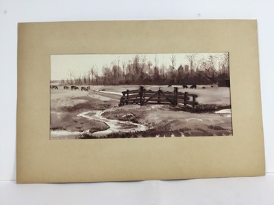 Lot 85 - David Hill (1914-1977), pen and ink and wash 'Noorder Eind, Graveland, inscribed, 24 x 31, together with a group of landscapes on paper in a variety of media. (37)