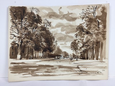 Lot 85 - David Hill (1914-1977), pen and ink and wash 'Noorder Eind, Graveland, inscribed, 24 x 31, together with a group of landscapes on paper in a variety of media. (37)