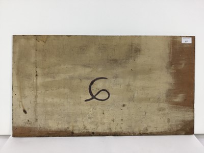 Lot 87 - David Hill (1914-1977), egg tempera on board, playful cat, signed with monogram verso, 37 x 66cm