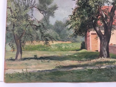 Lot 88 - David Hill (1914-1977), egg tempera on board, French landscape, 54 x 62cm