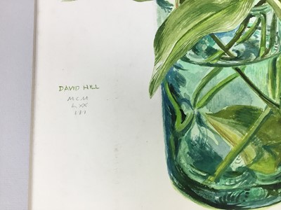Lot 91 - David Hill (1914-1977), watercolour, orchids in a vase, signed and dated 1973, 36 x 26cm, together with 5 further floral studies in a variety of media. (6)